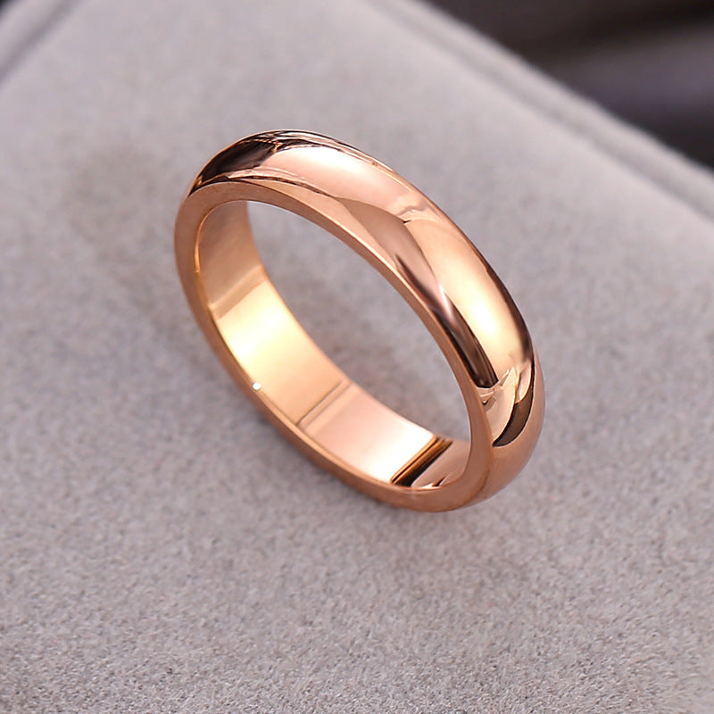 Wish Elegant Korean Style Simple Titanium Steel Ring Women's Diamond Stainless Steel Ring Couple's Fashion Internet Celebrity Ring