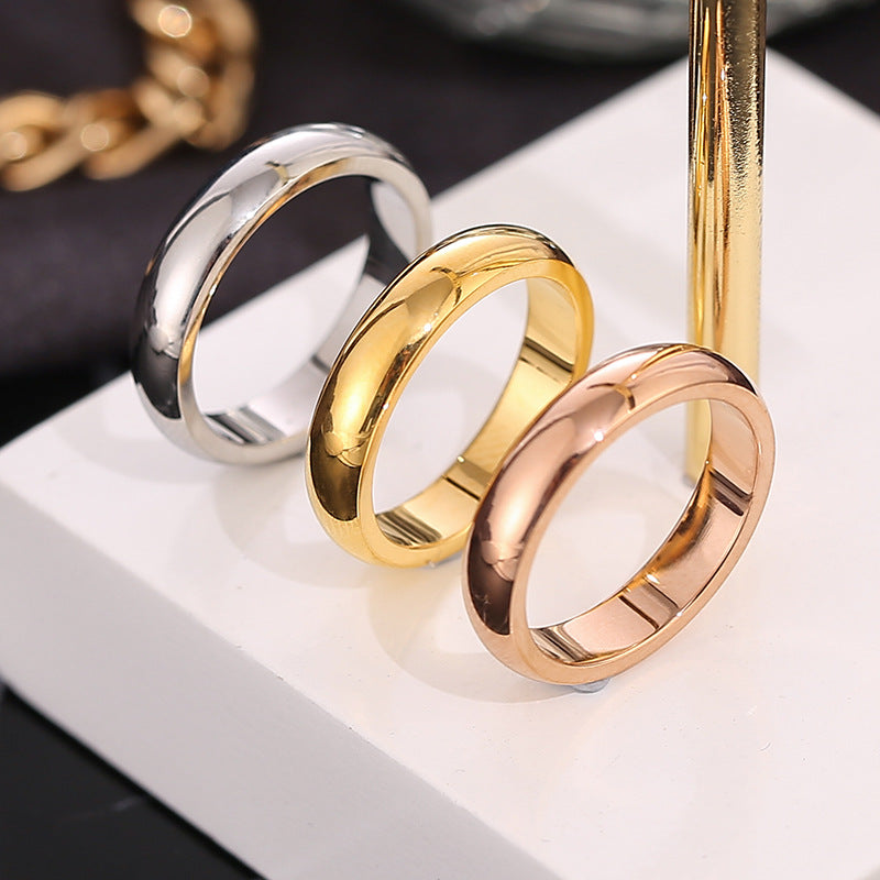 European and American Hot Titanium Steel Full Diamond Zircon Ring 18k Rose Gold Index Finger Couple Ring Ins Simple Trendy Jewelry for Women