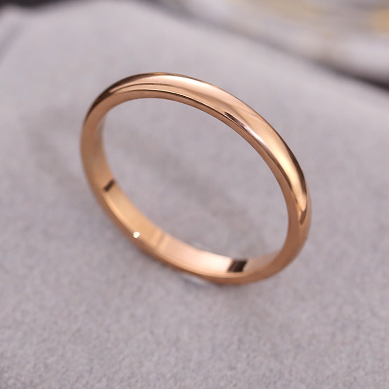 Wish Elegant Korean Style Simple Titanium Steel Ring Women's Diamond Stainless Steel Ring Couple's Fashion Internet Celebrity Ring