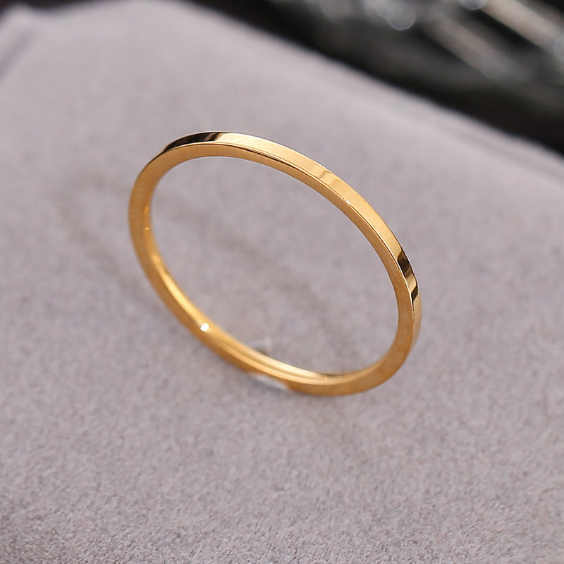 Wish Elegant Korean Style Simple Titanium Steel Ring Women's Diamond Stainless Steel Ring Couple's Fashion Internet Celebrity Ring