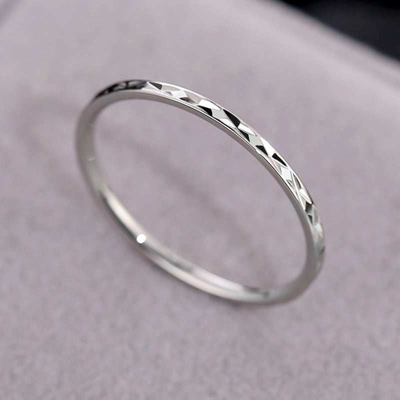 European and American Hot Titanium Steel Full Diamond Zircon Ring 18k Rose Gold Index Finger Couple Ring Ins Simple Trendy Jewelry for Women