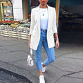 Amazon wish explosions solid color fashion lapel cardigan 2020 Europe and the United States long temperament suit jacket women