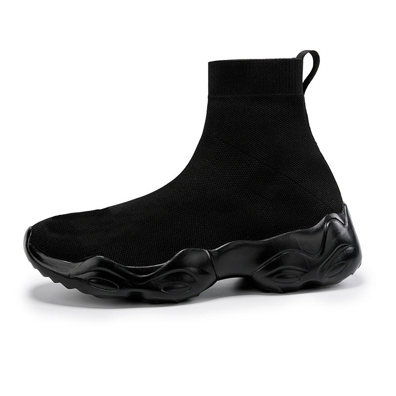 Factory Direct Sales Summer Cross-Border Men's Casual Shoes, Couple's Sock Shoes, Sports Slip-On Shoes, Fly-Knit Mesh