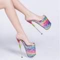 Dropshipping Aliexpress Amazon Ultra-High Stiletto 22cm Transparent Glass Rubber Slippers Extra Large High Heels