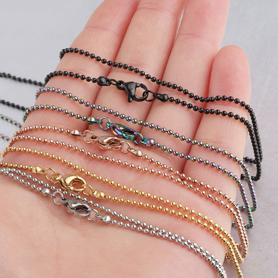 Factory direct stainless steel ball ball chain wave baby chain DIY pendant jewelry with chain lobster buckle necklace 45cm