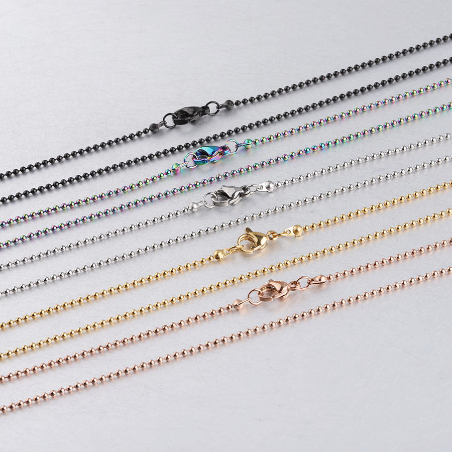 Factory direct stainless steel ball ball chain wave baby chain DIY pendant jewelry with chain lobster buckle necklace 45cm
