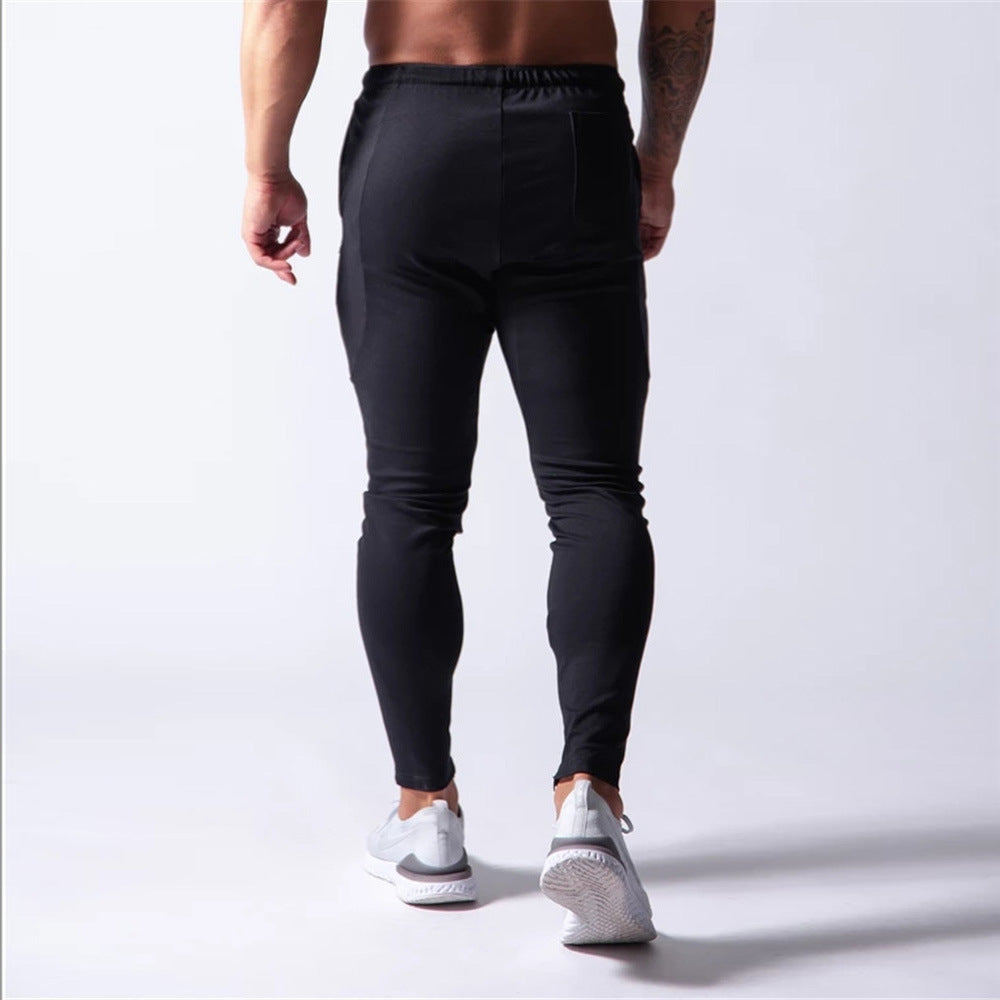 2019 Men's Sports Pants Men's Slim-Fit Elastic Invisible Zipper Casual Pants Stretch Cotton Foot-Retaining Pants Men's