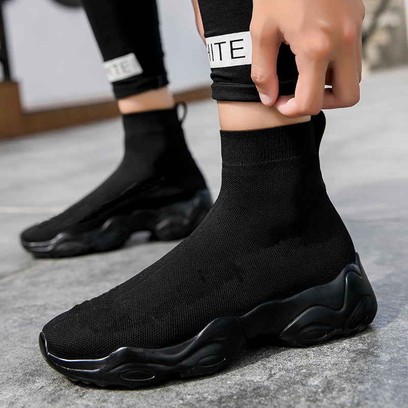 Factory Direct Sales Summer Cross-Border Men's Casual Shoes, Couple's Sock Shoes, Sports Slip-On Shoes, Fly-Knit Mesh