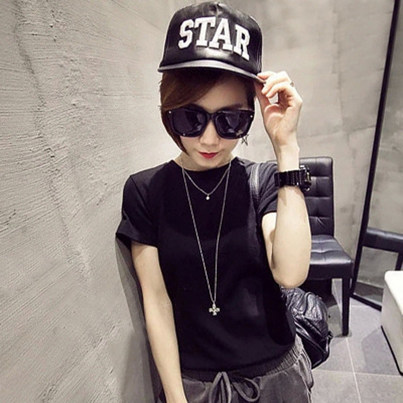 White T-shirt Base Shirt Women's 2020 Summer New Solid Color Pullover Short-sleeved Slim-fit Crew Neck Solid Color Top Base Shirt