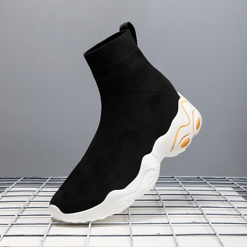 Factory Direct Sales Summer Cross-Border Men's Casual Shoes, Couple's Sock Shoes, Sports Slip-On Shoes, Fly-Knit Mesh