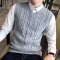 Winter Korean-style sleeveless sweater vest thickened waistcoat men's wool knitted vest men's V-neck wool vest