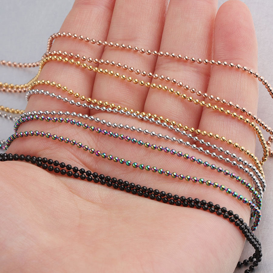 Factory direct stainless steel ball ball chain wave baby chain DIY pendant jewelry with chain lobster buckle necklace 45cm