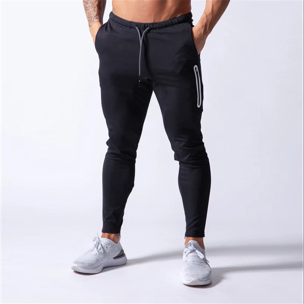 2019 Men's Sports Pants Men's Slim-Fit Elastic Invisible Zipper Casual Pants Stretch Cotton Foot-Retaining Pants Men's