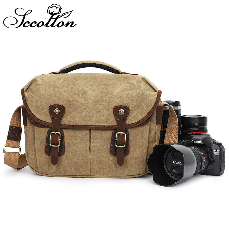 Cross-Border Canvas Bag, Slr Camera Bag, Shoulder Crossbody Photography Digital Lens Storage Bag, Dedicated for Slr Cameras