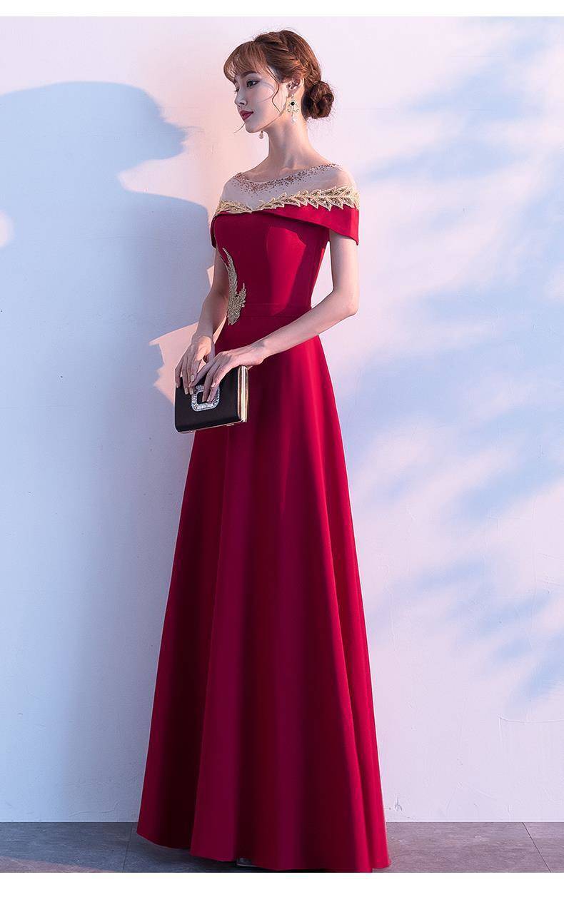 Evening Dress Bride's Toast Dress 2025 Spring Burgundy Homecoming Engagement Petite Wedding Dress Dress for Women