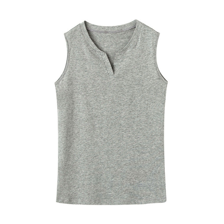 Summer New Women's Korean Style V-Neck Sleeveless T-Shirt Pure Cotton Base Shirt Slim Fit Tank Top Cross-Border