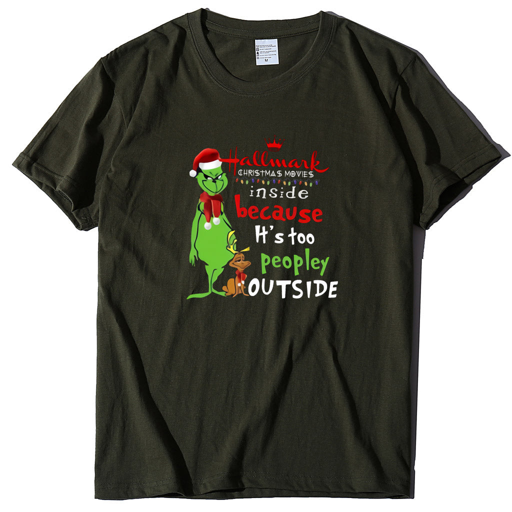 Wish Personality Green People English Printed Short-sleeved T-shirt Casual Women's T-shirt Fashion Women's Top Loose T-shirt Women
