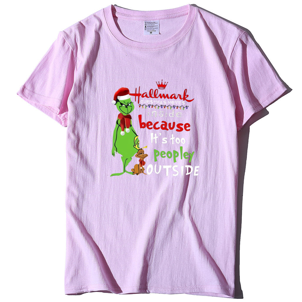 Wish Personality Green People English Printed Short-sleeved T-shirt Casual Women's T-shirt Fashion Women's Top Loose T-shirt Women