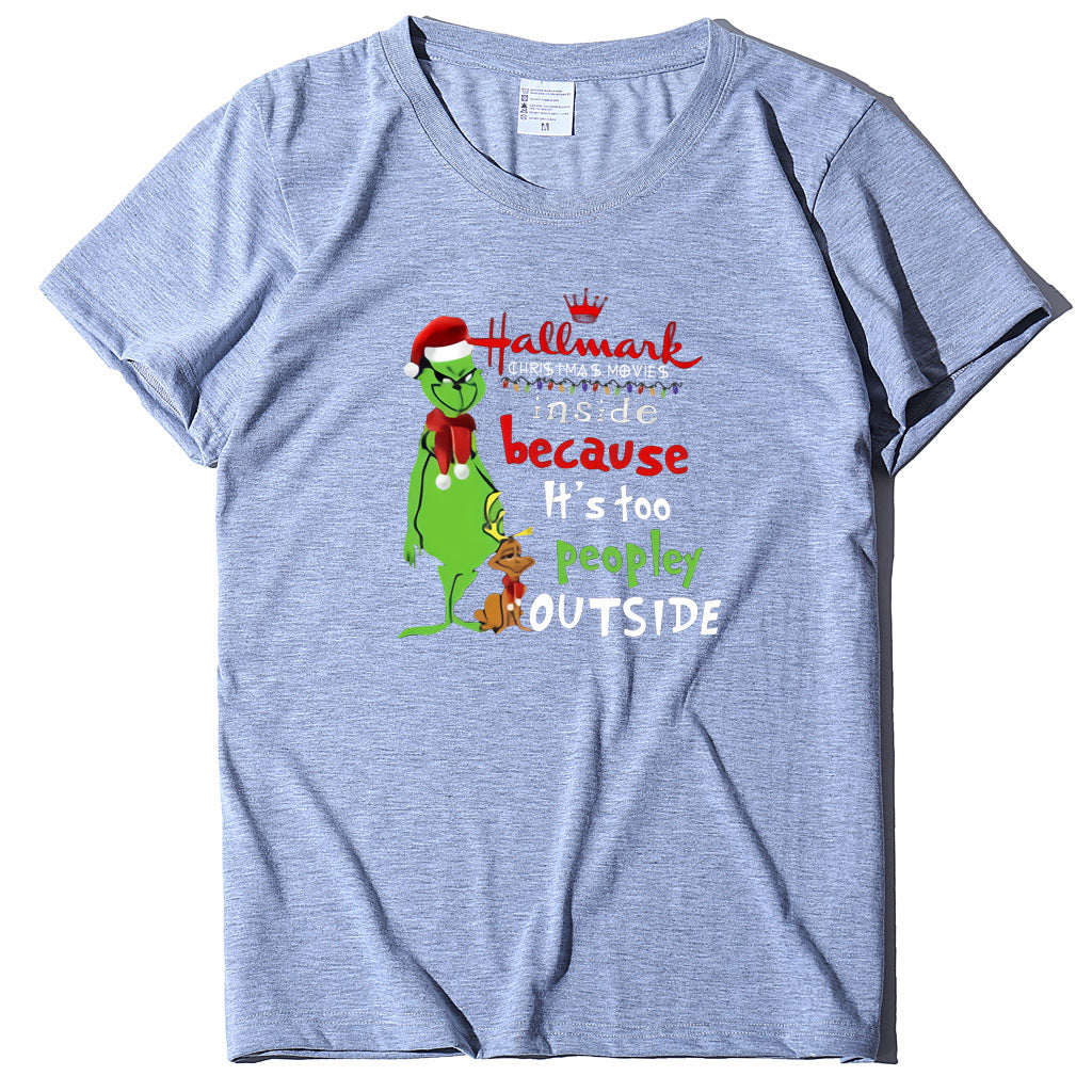 Wish Personality Green People English Printed Short-sleeved T-shirt Casual Women's T-shirt Fashion Women's Top Loose T-shirt Women