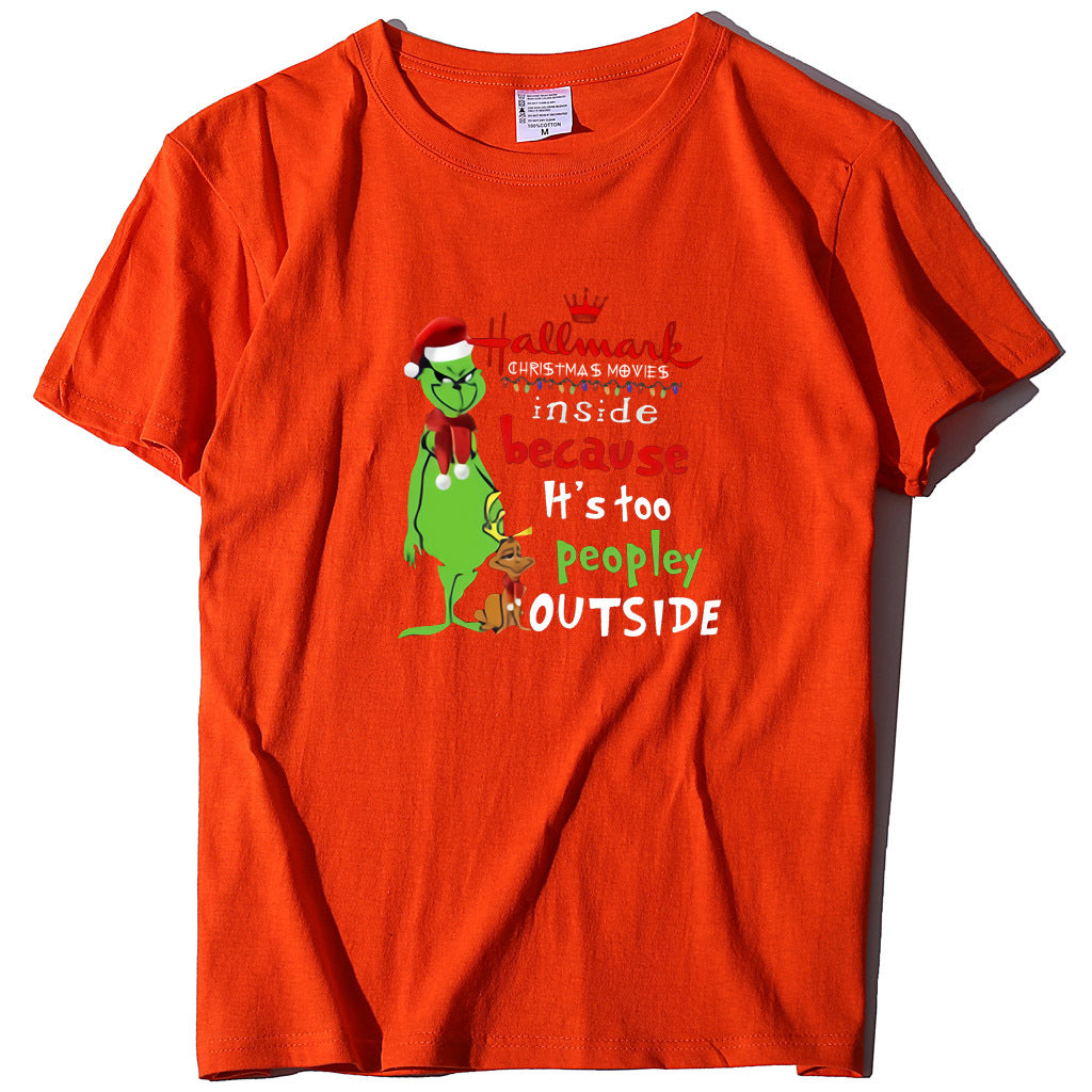 Wish Personality Green People English Printed Short-sleeved T-shirt Casual Women's T-shirt Fashion Women's Top Loose T-shirt Women