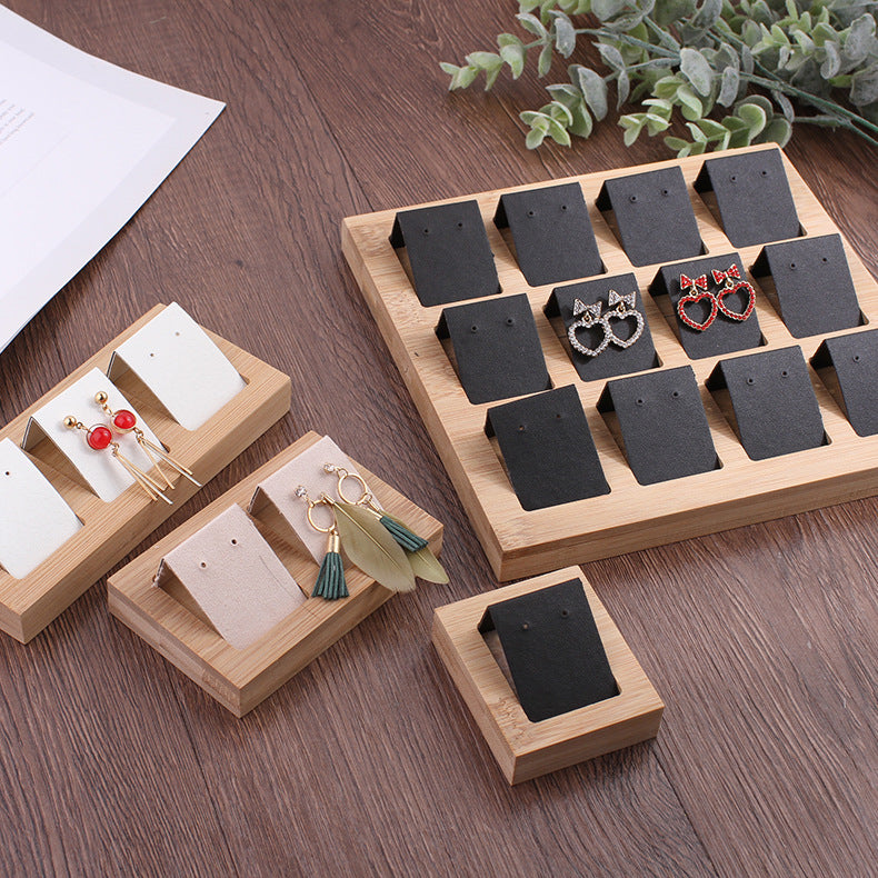 Original Ecological Bamboo and Wood Activities Removable Earrings Display Tray Earrings Shelf Jewelry Display Rack Jewelry Display Props