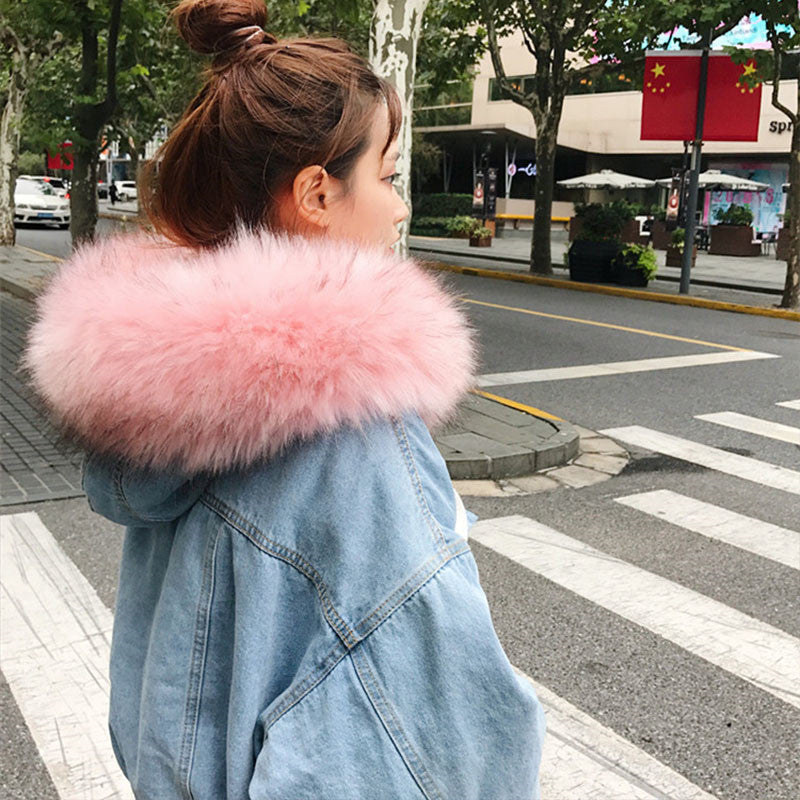 Amazon AliExpress International Station Winter New Loose Hooded Velvet Lambswool Denim Jacket Women's Cotton Clothes Fashion