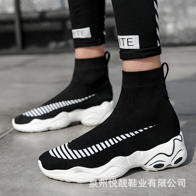 Manufacturer's Spring and Summer Elastic Socks Shoes Bayuelianga Men's High-Top Korean Style Versatile Women's Shoes Cross-Border Dropshipping Platform Shoes