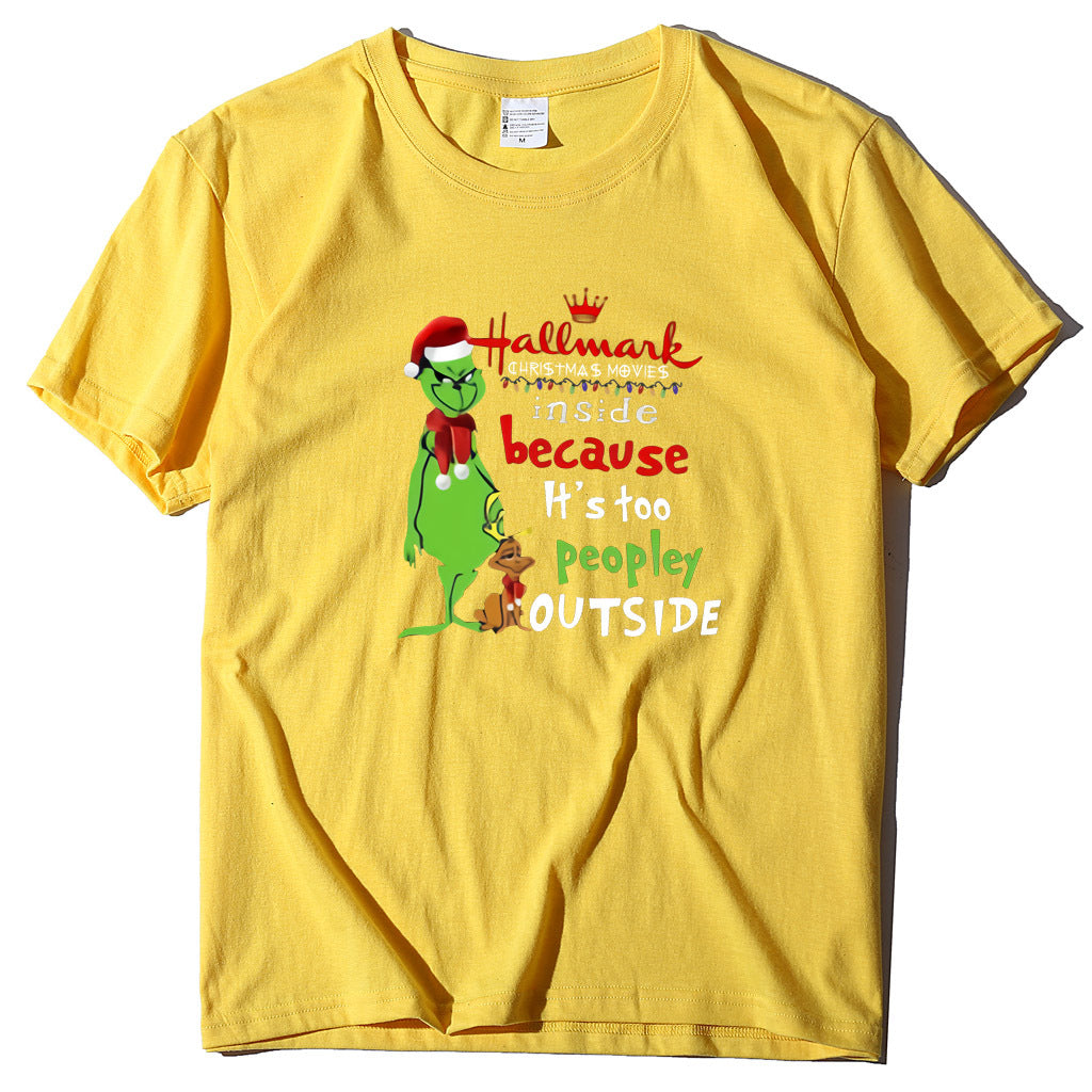 Wish Personality Green People English Printed Short-sleeved T-shirt Casual Women's T-shirt Fashion Women's Top Loose T-shirt Women