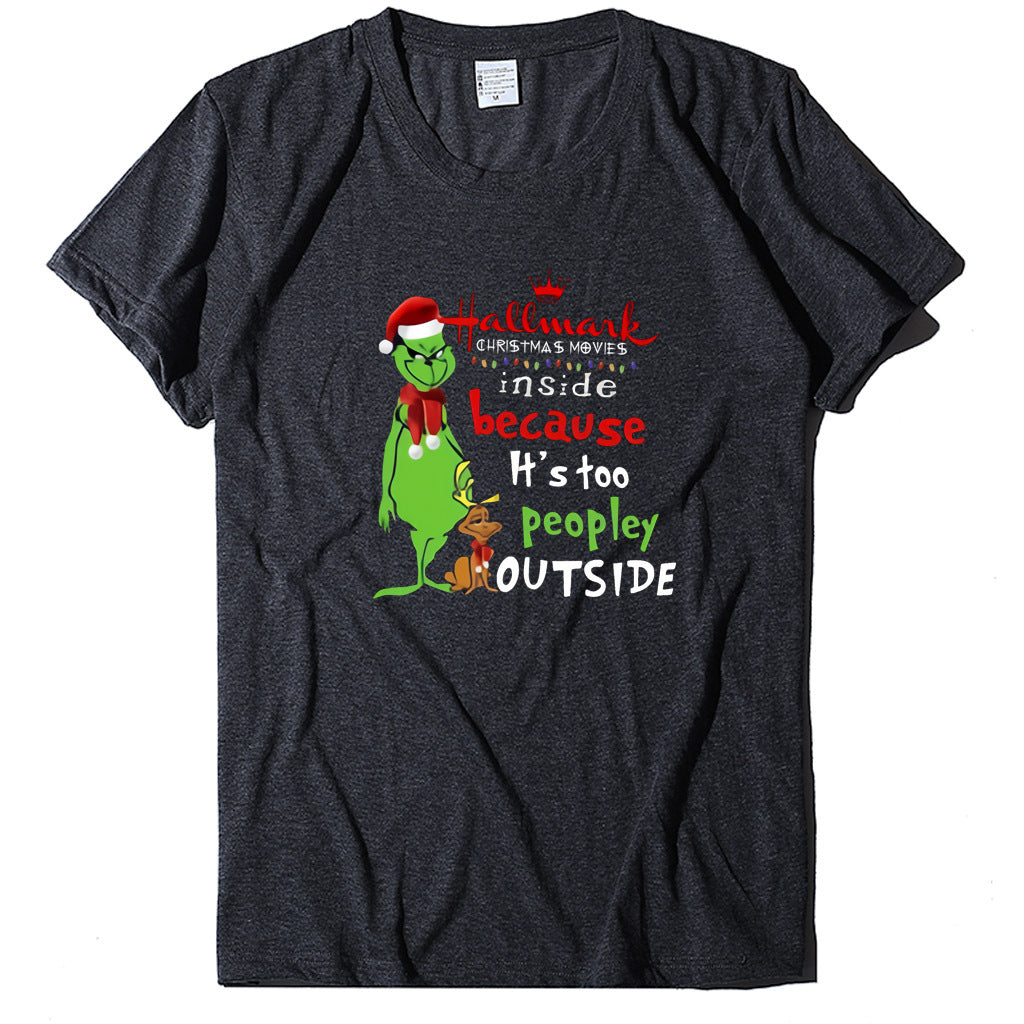 Wish Personality Green People English Printed Short-sleeved T-shirt Casual Women's T-shirt Fashion Women's Top Loose T-shirt Women