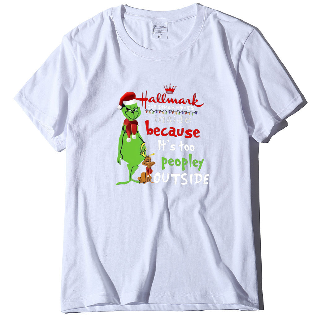 Wish Personality Green People English Printed Short-sleeved T-shirt Casual Women's T-shirt Fashion Women's Top Loose T-shirt Women