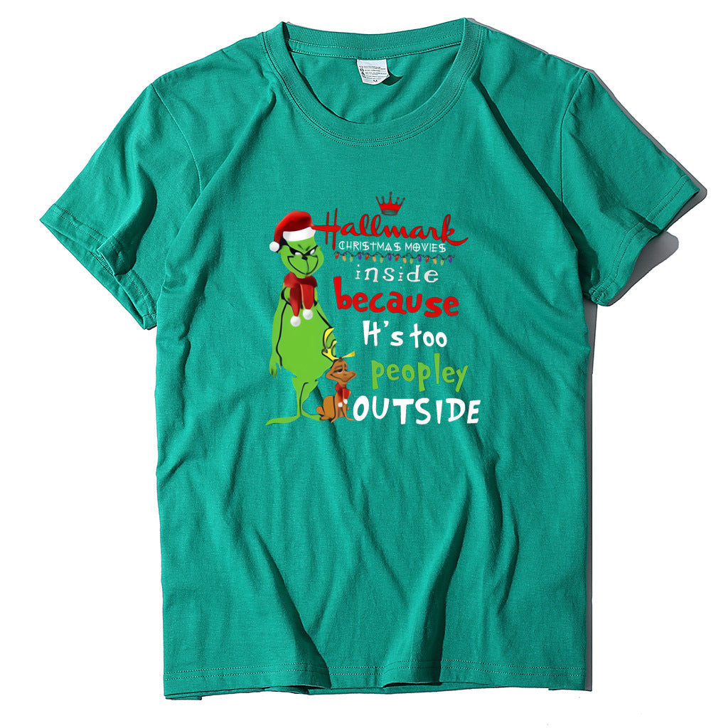 Wish Personality Green People English Printed Short-sleeved T-shirt Casual Women's T-shirt Fashion Women's Top Loose T-shirt Women