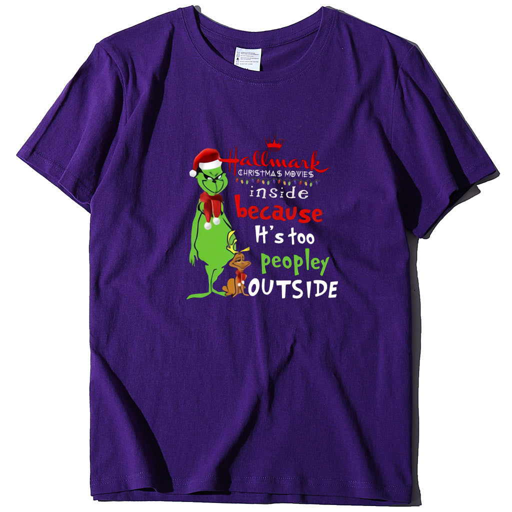 Wish Personality Green People English Printed Short-sleeved T-shirt Casual Women's T-shirt Fashion Women's Top Loose T-shirt Women