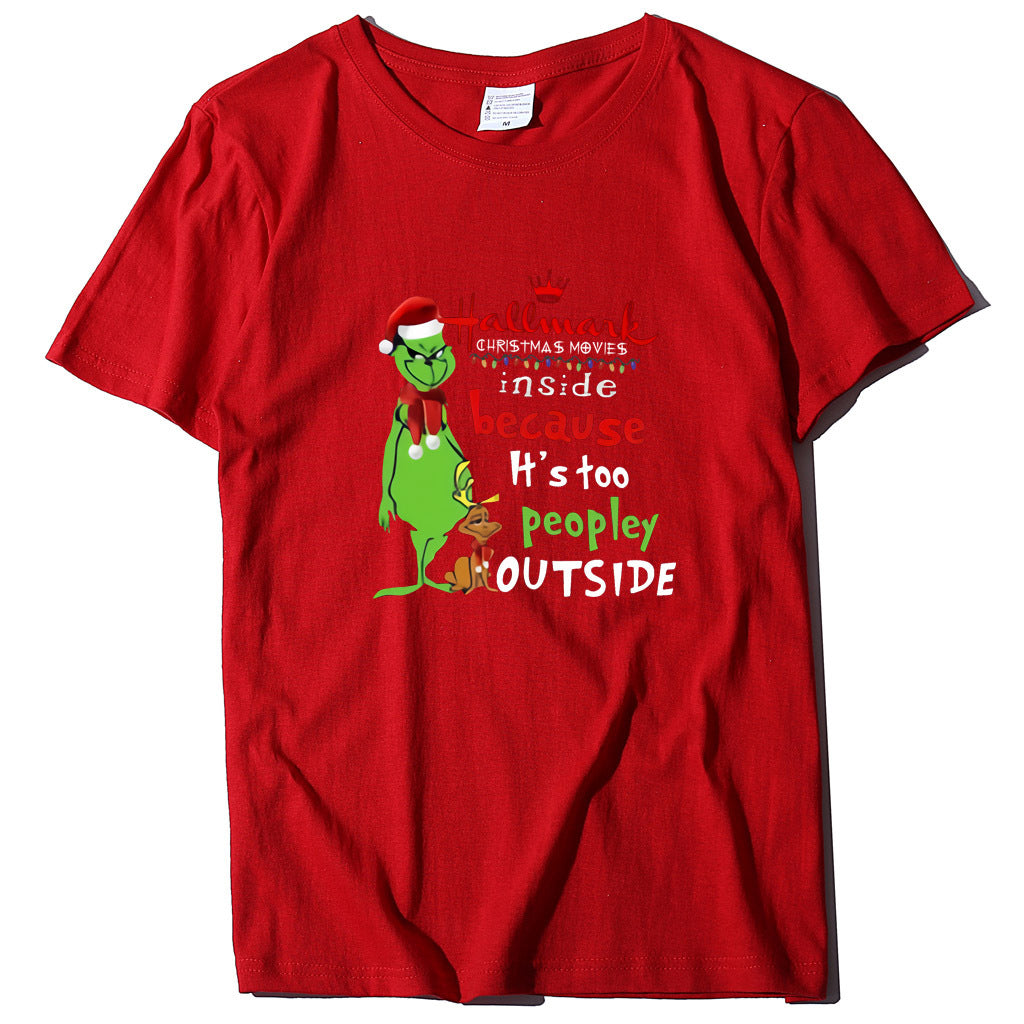 Wish Personality Green People English Printed Short-sleeved T-shirt Casual Women's T-shirt Fashion Women's Top Loose T-shirt Women