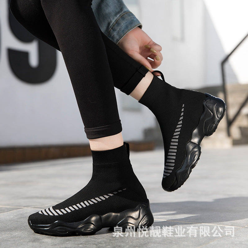 Manufacturer's Spring and Summer Elastic Socks Shoes Bayuelianga Men's High-Top Korean Style Versatile Women's Shoes Cross-Border Dropshipping Platform Shoes