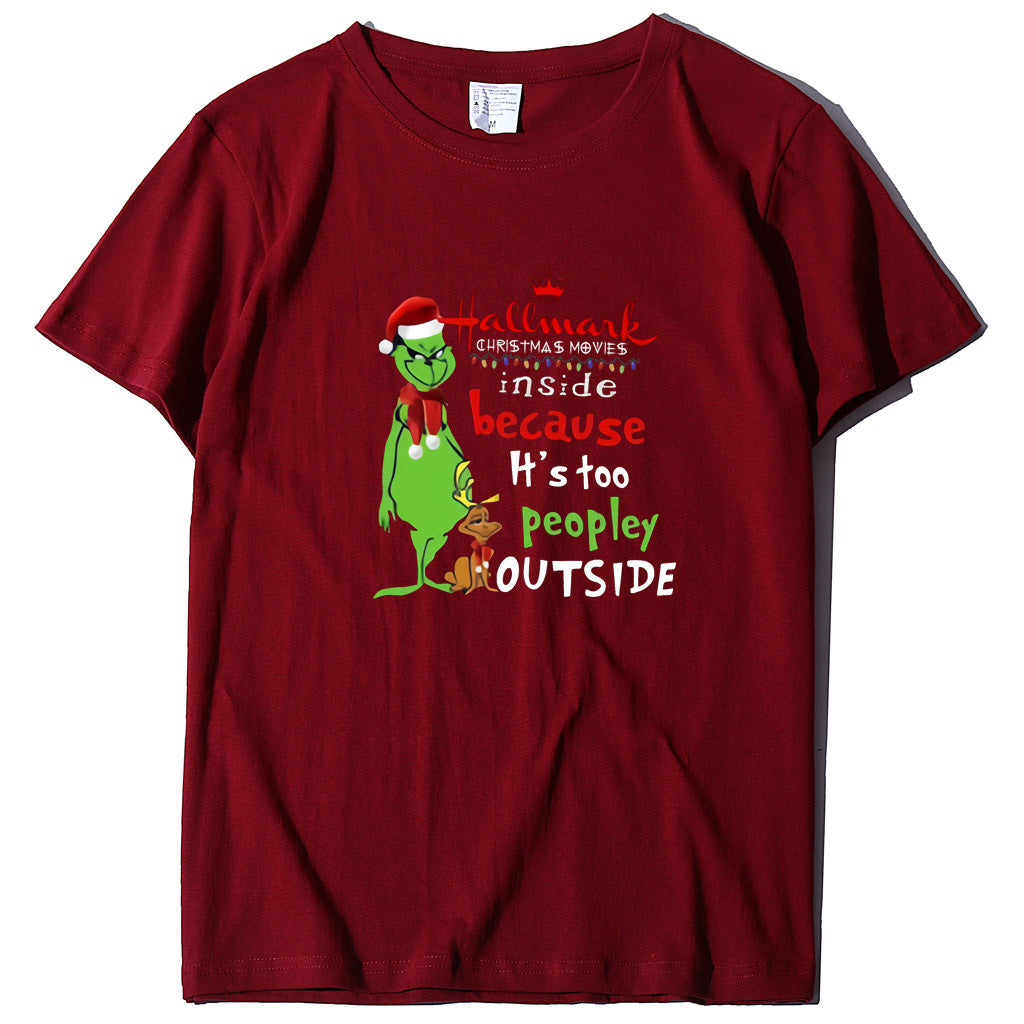 Wish Personality Green People English Printed Short-sleeved T-shirt Casual Women's T-shirt Fashion Women's Top Loose T-shirt Women