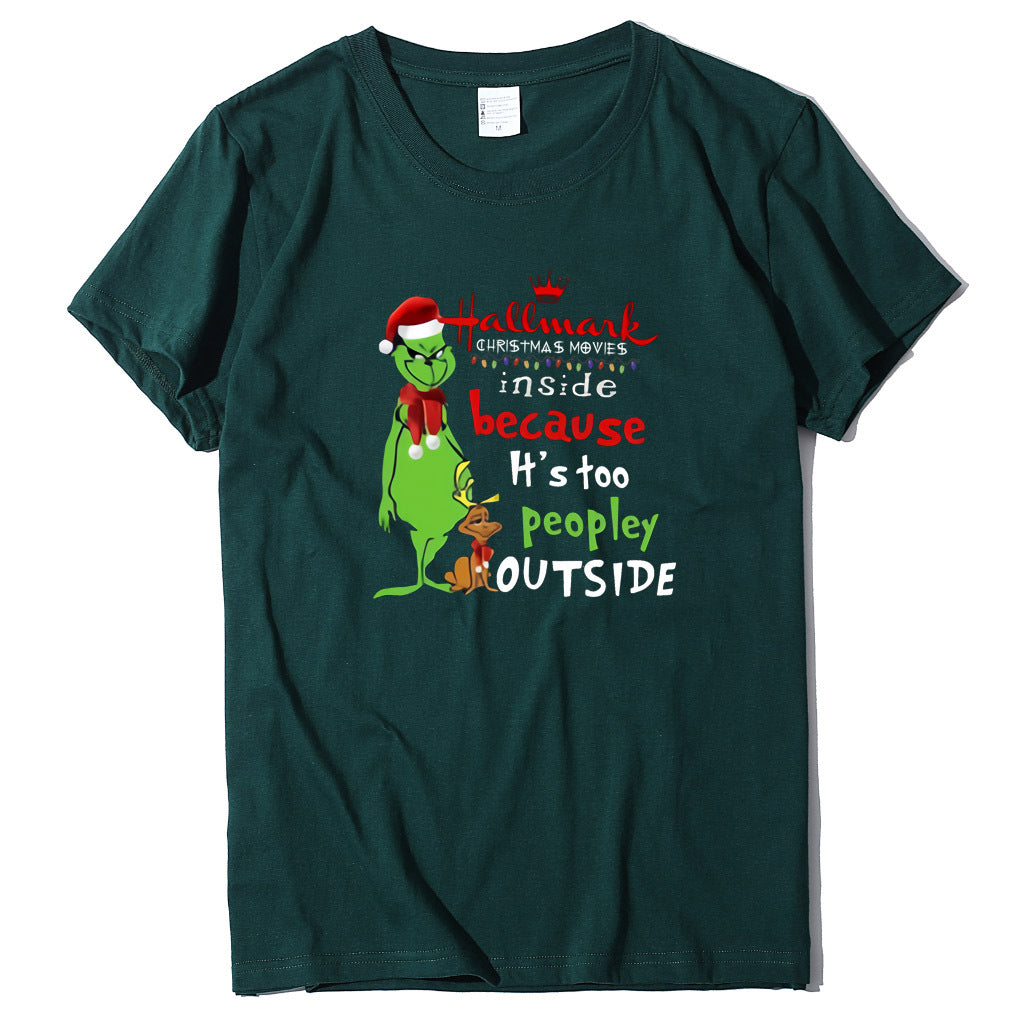 Wish Personality Green People English Printed Short-sleeved T-shirt Casual Women's T-shirt Fashion Women's Top Loose T-shirt Women