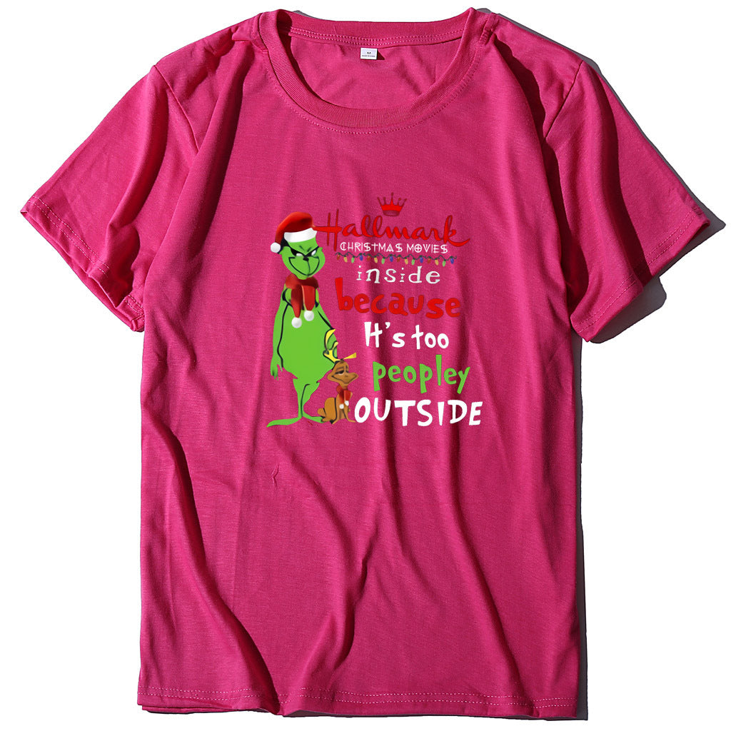 Wish Personality Green People English Printed Short-sleeved T-shirt Casual Women's T-shirt Fashion Women's Top Loose T-shirt Women