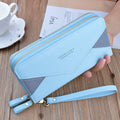 Double Zipper Wallet Women's Clutch Bag Long Fashionable Contrast Color Mother's Double Layer Wallet Large Capacity Litchi Pattern Wallet