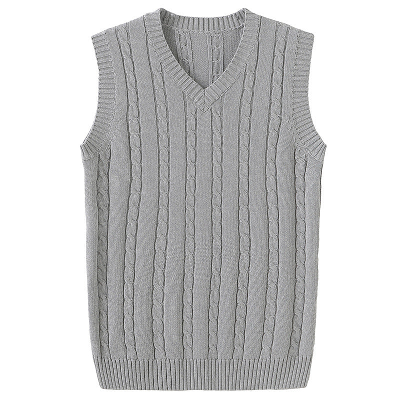 Winter Korean-style sleeveless sweater vest thickened waistcoat men's wool knitted vest men's V-neck wool vest