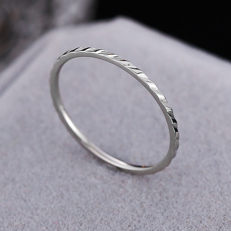 Wish Elegant Korean Style Simple Titanium Steel Ring Women's Diamond Stainless Steel Ring Couple's Fashion Internet Celebrity Ring