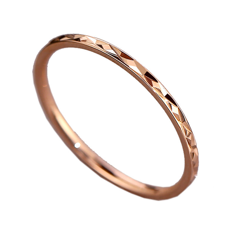 Wish Elegant Korean Style Simple Titanium Steel Ring Women's Diamond Stainless Steel Ring Couple's Fashion Internet Celebrity Ring