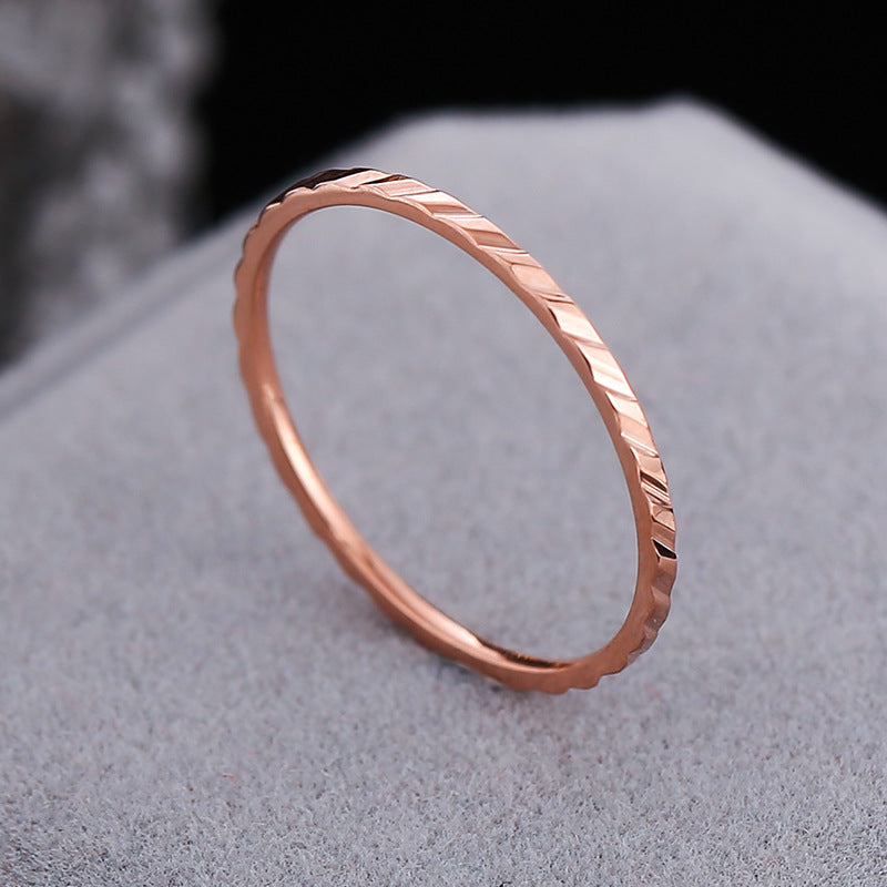 Wish Elegant Korean Style Simple Titanium Steel Ring Women's Diamond Stainless Steel Ring Couple's Fashion Internet Celebrity Ring