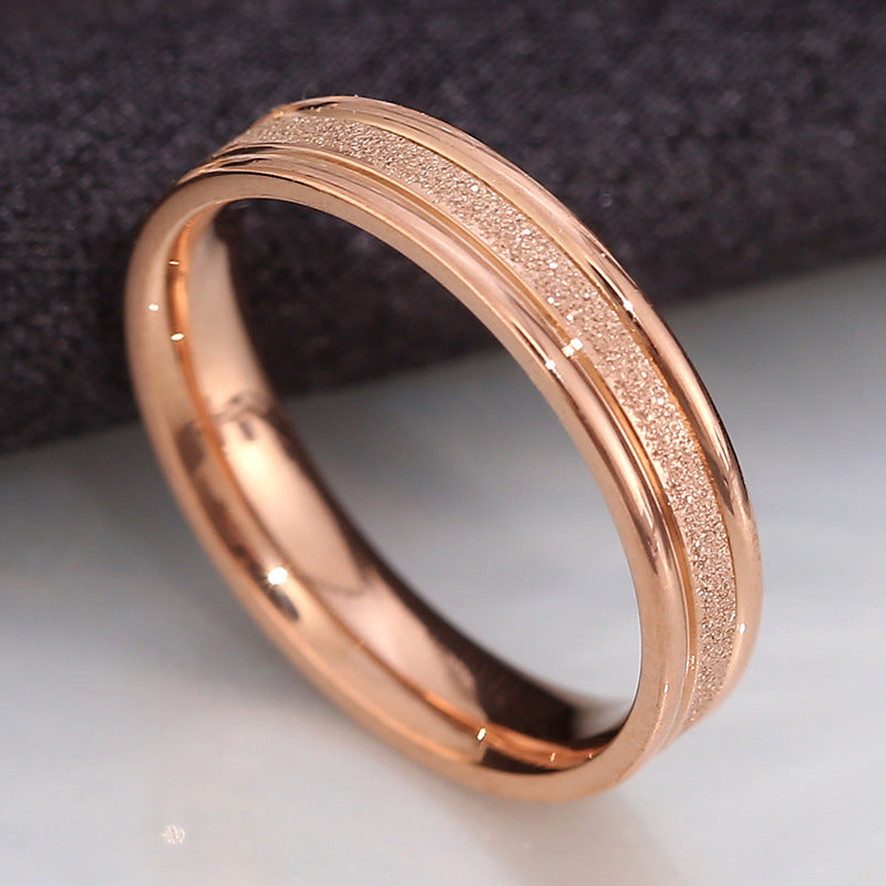 European and American Hot Titanium Steel Full Diamond Zircon Ring 18k Rose Gold Index Finger Couple Ring Ins Simple Trendy Jewelry for Women
