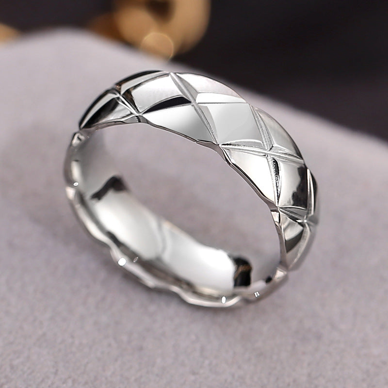 Wish Elegant Korean Style Simple Titanium Steel Ring Women's Diamond Stainless Steel Ring Couple's Fashion Internet Celebrity Ring