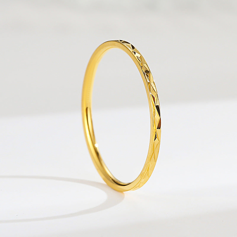 European and American Hot Titanium Steel Full Diamond Zircon Ring 18k Rose Gold Index Finger Couple Ring Ins Simple Trendy Jewelry for Women