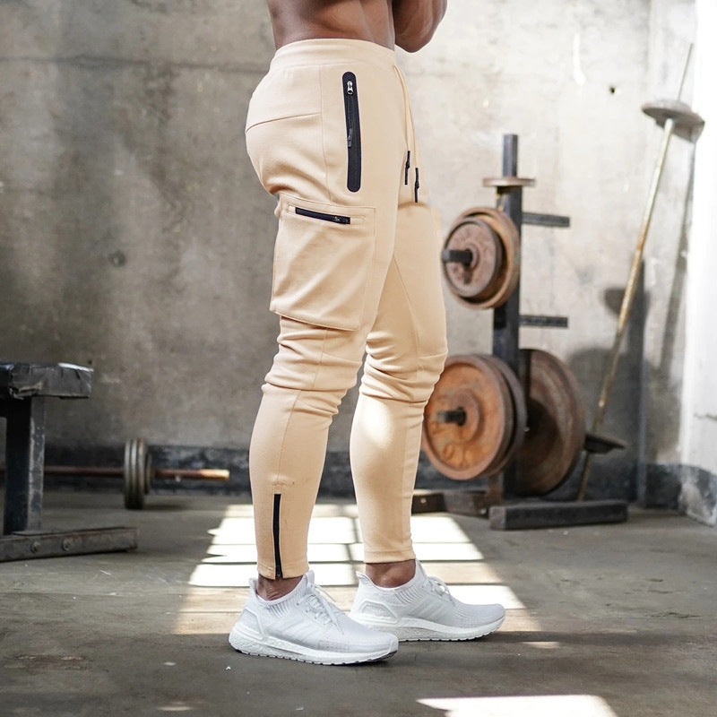 Cross-Border Men's Casual Versatile Sports Overalls Cotton Running Fitness Camouflage Trousers Zipper Decorative Trousers