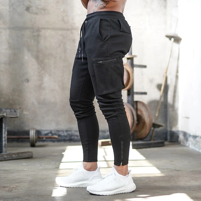 Cross-Border Men's Casual Versatile Sports Overalls Cotton Running Fitness Camouflage Trousers Zipper Decorative Trousers