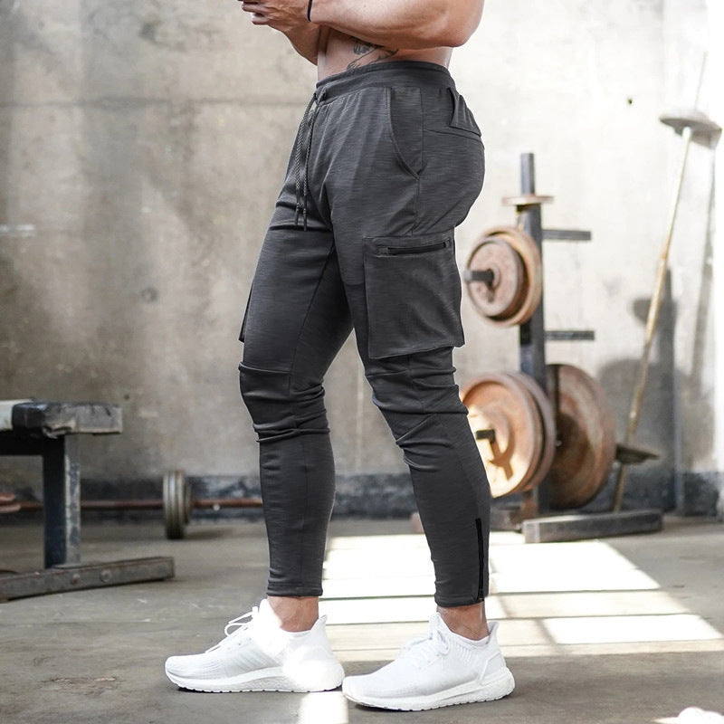 Cross-Border Men's Casual Versatile Sports Overalls Cotton Running Fitness Camouflage Trousers Zipper Decorative Trousers