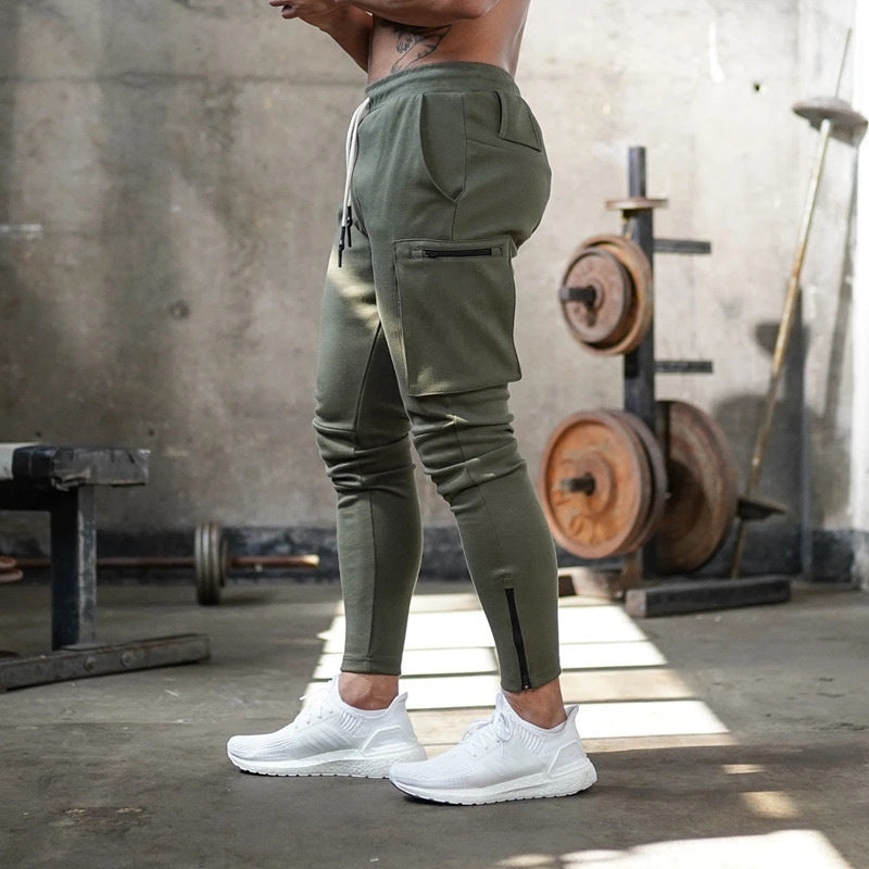 Cross-Border Men's Casual Versatile Sports Overalls Cotton Running Fitness Camouflage Trousers Zipper Decorative Trousers