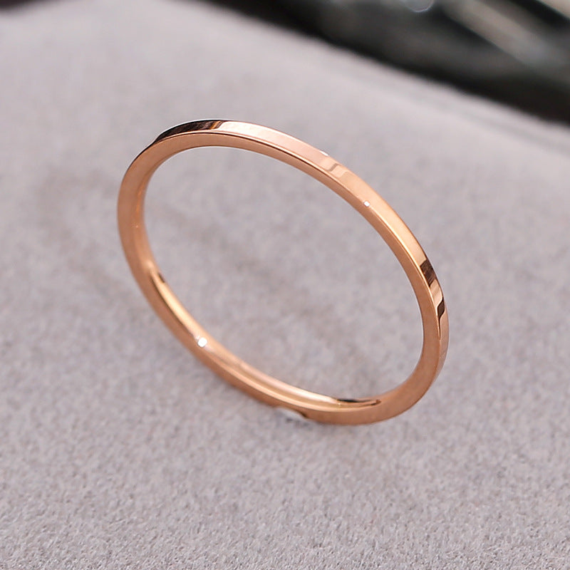European and American Hot Titanium Steel Full Diamond Zircon Ring 18k Rose Gold Index Finger Couple Ring Ins Simple Trendy Jewelry for Women